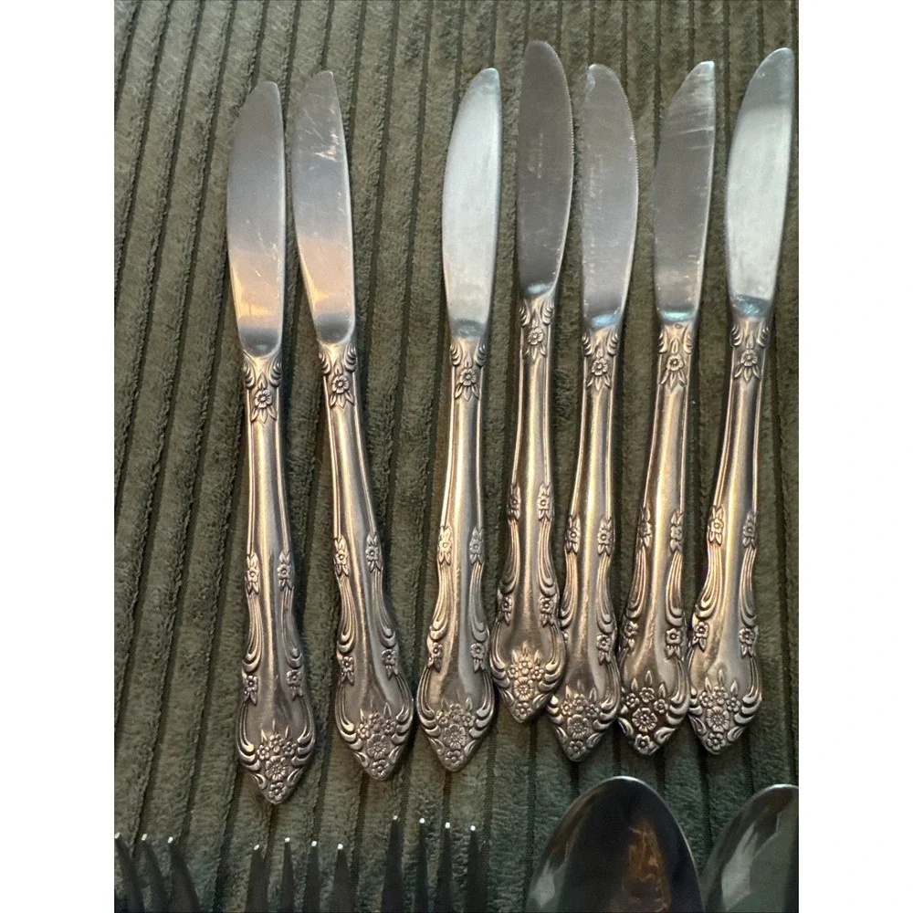 Lot of 18 Pieces Rogers Stanley Roberts Stainless Steel Dream Rose Flatware